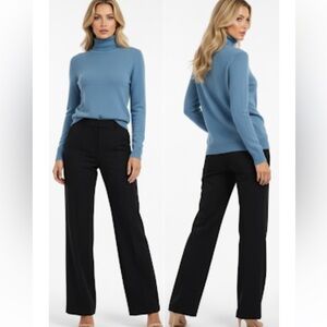 John Meyer Classic 100% Cashmere Turtle Neck Sweater In Dusty Delph Blue Size L